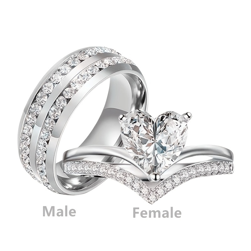 Romantic Couple Heart Ring Jewelry